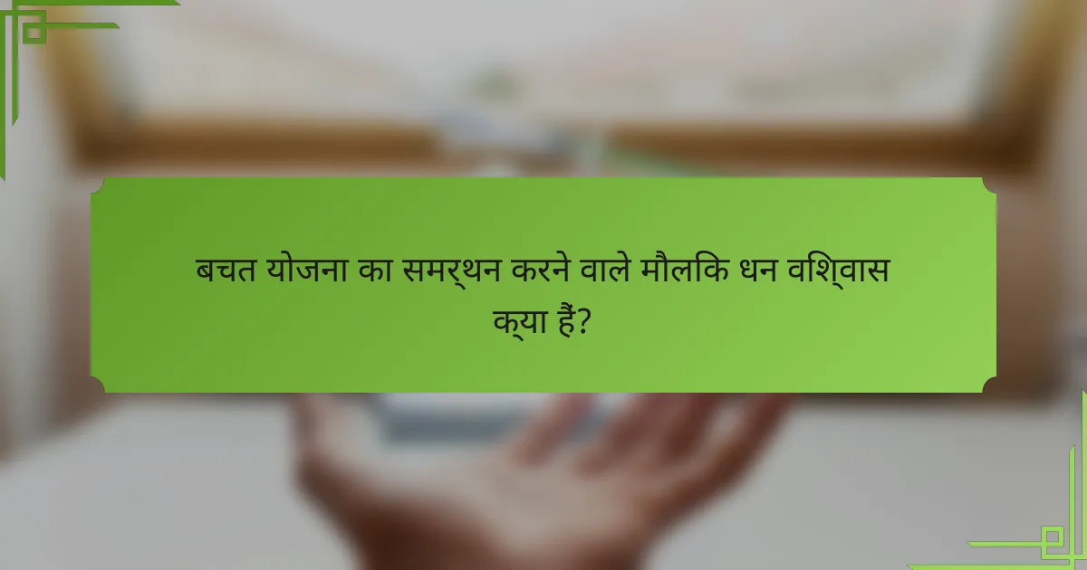 बचत योजना का समर्थन करने वाले मौलिक धन विश्वास क्या हैं?