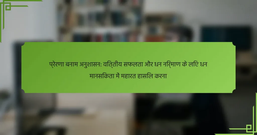 प्रेरणा बनाम अनुशासन: वित्तीय सफलता और धन निर्माण के लिए धन मानसिकता में महारत हासिल करना