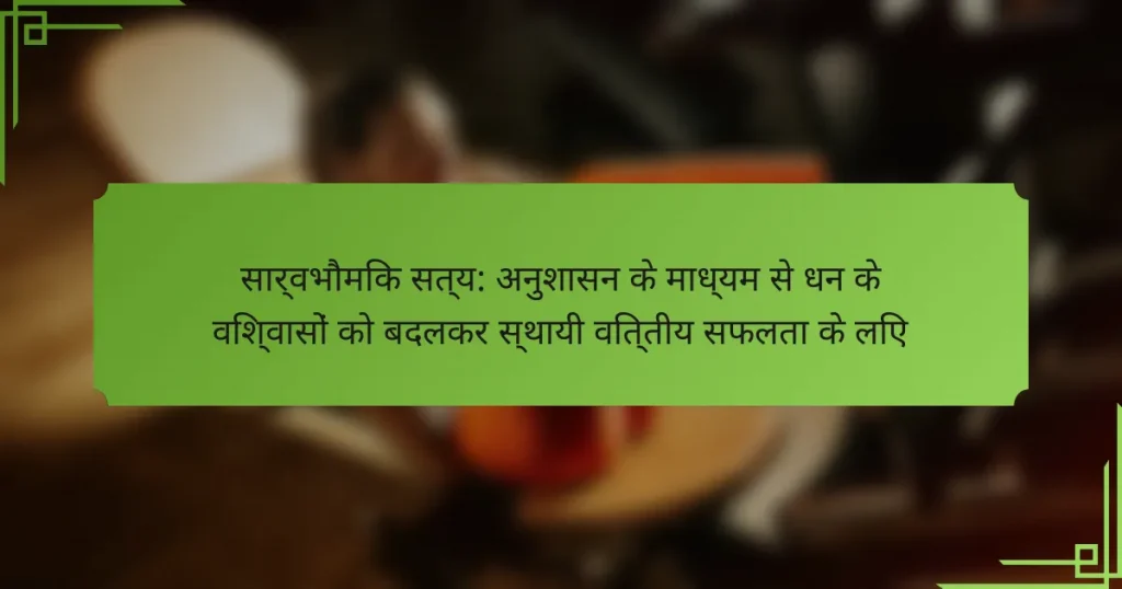 सार्वभौमिक सत्य: अनुशासन के माध्यम से धन के विश्वासों को बदलकर स्थायी वित्तीय सफलता के लिए