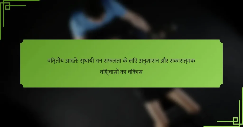 वित्तीय आदतें: स्थायी धन सफलता के लिए अनुशासन और सकारात्मक विश्वासों का विकास