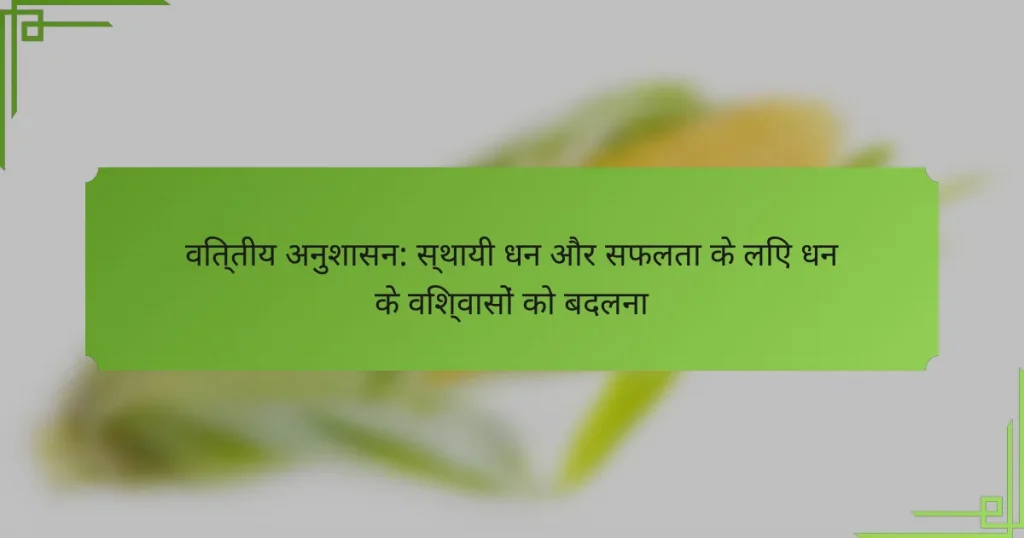 वित्तीय अनुशासन: स्थायी धन और सफलता के लिए धन के विश्वासों को बदलना