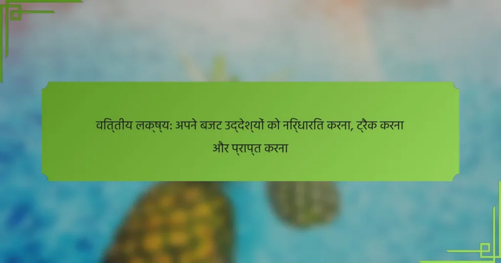 वित्तीय लक्ष्य: अपने बजट उद्देश्यों को निर्धारित करना, ट्रैक करना और प्राप्त करना