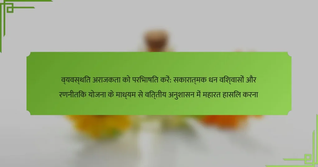 व्यवस्थित अराजकता को परिभाषित करें: सकारात्मक धन विश्वासों और रणनीतिक योजना के माध्यम से वित्तीय अनुशासन में महारत हासिल करना