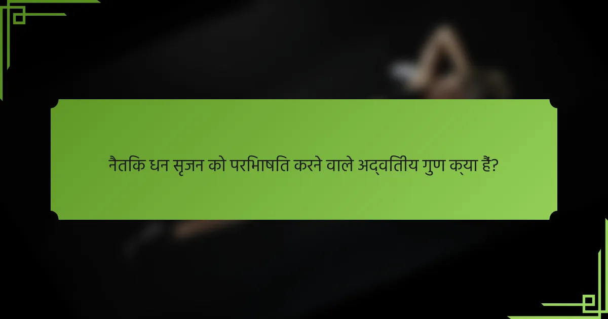 नैतिक धन सृजन को परिभाषित करने वाले अद्वितीय गुण क्या हैं?