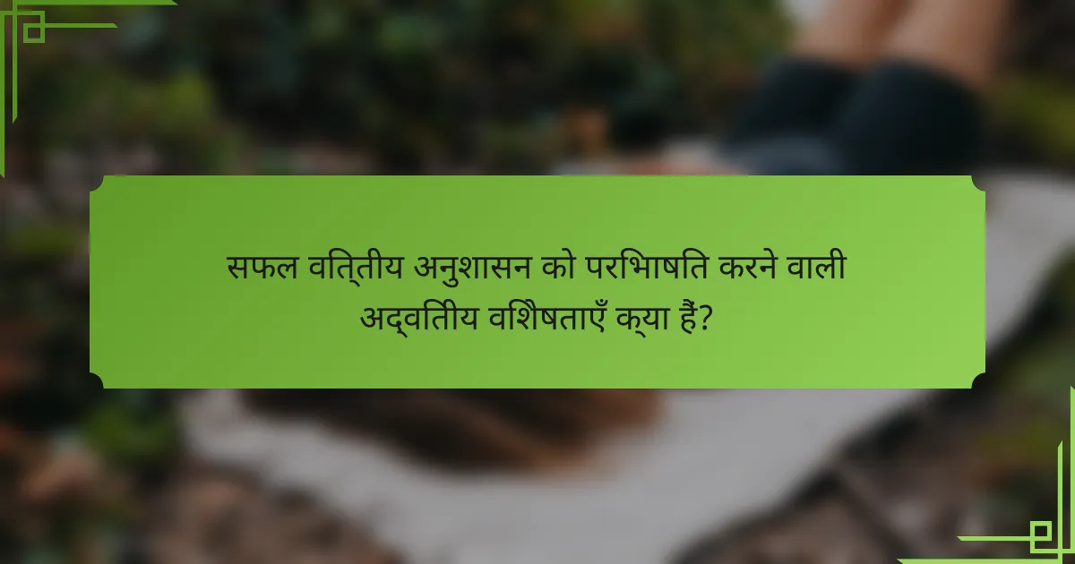सफल वित्तीय अनुशासन को परिभाषित करने वाली अद्वितीय विशेषताएँ क्या हैं?