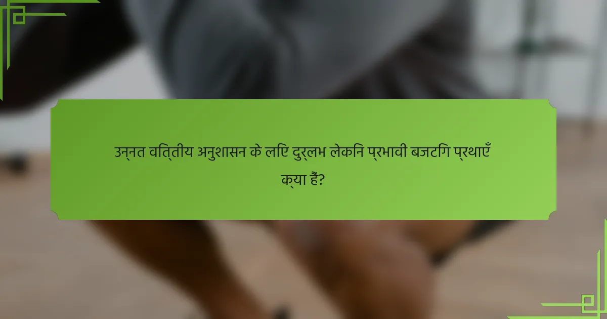 उन्नत वित्तीय अनुशासन के लिए दुर्लभ लेकिन प्रभावी बजटिंग प्रथाएँ क्या हैं?